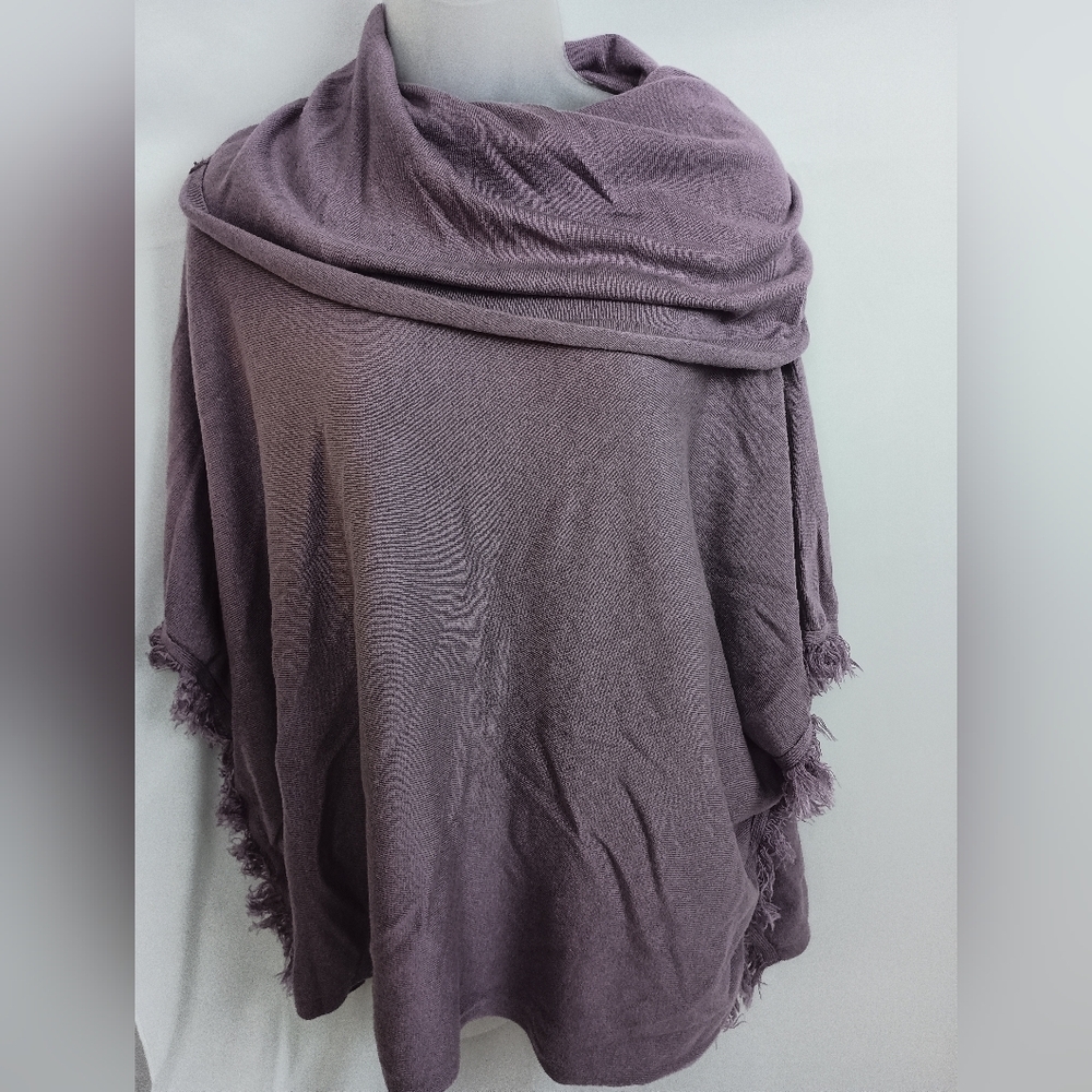 CHICOS‎ Western Purple Shawl Oversized Cozy Cowlneck Poncho Wrap Cabincore